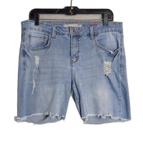 !iT Claire Curvy Shorts Blue Denim Jean Distressed Stretch Women's 12 - Picture 1 of 5